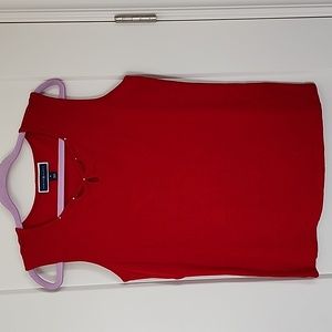 Karen Scott Red Sleeveless Rhinestone-like stud Cutout Accent Tank Top